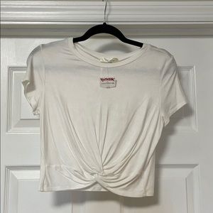 Gaze White Crop Top with Knotted Detailing